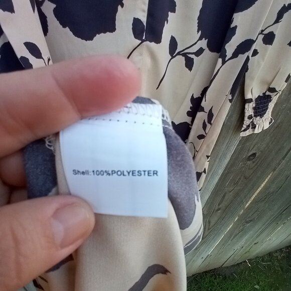 KARMI LABEL Dress Womens Size S Tan Black Floral Print Halter Tie Waist New - Picture 10 of 12